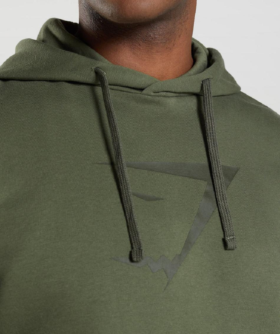 Sudadera Con Capucha Gymshark Sharkhead Infill Hombre Verde Oliva | CO 3611AHK